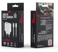 Maxlife chargeur secteur PD QC MXTC-06 1x USB-C 1x USB 30W blanc + câble USB-C - USB-C 60W