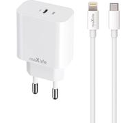 Maxlife chargeur secteur PD QC MXTC-06 1x USB-C 20W blanc + câble USB-C vers Lightning 20W