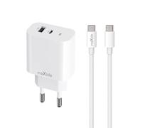 Maxlife Chargeur USB C USB avec cable USB C vers Lightning 30W Blanc - Fonction Quick Charge et Technologie Power Delivery - Adaptateur USB C USB à Détection des Appareils- Chargeur rapide USB C USB A