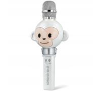 MaxLife Micro Karaoke Enfant avec Haut-Parleur Blanc Singe - Micro Enfant de Voix avec Écho et Égaliseur - Idéal pour Le Karaoké Enfant - Micro sans Fil Bluetooth avec Android et iOS