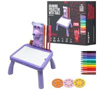 Maxlife Projecteur avec Table de Dessin Violet - Projecteur de dessin pour Enfants - Jouet créatif - 48 Images avec Kit de Peinture - Stimule l’imagination motricité - Jouet à partir 3 ans