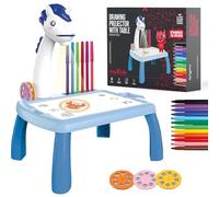 Maxlife Projecteur pour Enfants avec Table à Dessin Bleu - Projecteur Dessin Enfant avec 24 Diapositives et Feutres Colorés - Stimule l'Imagination et la Motricité - Créatif Jouet Enfant 3 ans