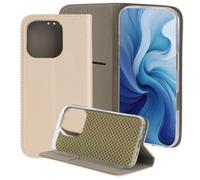 maxlife Smart Magnet Coque pour iPhone 16 Pro Doré 6,3 Pouces - Étui Rabat avec Compartiment pour Cartes - Magnétique Coque de Téléphone avec Fonction Support - Étui en Similicuir avec TPU Antichoc