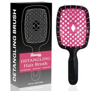 Maxmana Secret Brosse à cheveux démêlante, peigne de massage pour femmes, hommes, filles et enfants pour cheveux naturels, bouclés, secs, épais et raides (noir rouge)