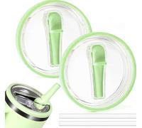 Maxmana Secret Lot de 2 couvercles de rechange pour gobelets Stanley Quencher avec pailles, anti-fuites, résistants aux éclaboussures et aux accessoires de tasse Stanley (vert clair)