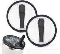 Maxmana Secret Lot de 2 couvercles de rechange pour gobelets Stanley Quencher avec pailles, anti-fuites, résistants aux éclaboussures pour accessoires de tasse Stanley (noir)