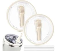 Maxmana Secret Lot de 2 couvercles de rechange pour gobelets Stanley Quencher avec pailles, anti-fuite, résistants aux éclaboussures et aux accessoires de tasse Stanley (blanc crème)
