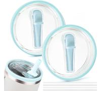Maxmana Secret Lot de 2 couvercles de rechange pour gobelets Stanley Quencher avec pailles, anti-fuite, résistants aux éclaboussures et aux accessoires de tasse Stanley (bleu clair)