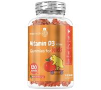Vitamine D3 Enfants - 120 Gummies Végétariens (4 Mois) - Goût Orange - Vitamine D3 Gummies 1000 UI - De 3 à 12 ans - Pour l'Immunité, la Croissance Normale Des Os Chez l'Enfant - Faible en Sucre