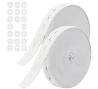 Maxmoc Bande élastique de 14 m - 2 rouleaux d'élastique avec œillets pour boutons - Bande élastique de 20 mm avec 20 boutons - Bande élastique avec boutonnière pour sacs, culottes (blanc)