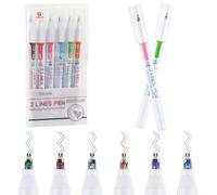 Maxmoc Lot de 6 stylos à deux lignes - Deux lignes colorées - Avec double ligne - Stylos à pointe double - Stylos fins pour l'art, le dessin, les lettres, les cartes de vœux