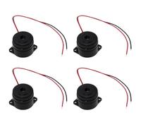 Maxmoral Lot de 4 mini bips électroniques continus 90 dB pour modifications de voiture - Noir - CC 12 V