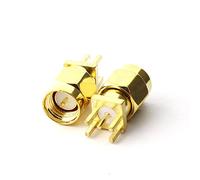 Maxmoral Lot de 5 connecteurs SMA mâles pour panneau de carte PCB avec 4 broches - Connecteur droit RF coaxial