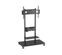 MAXMOUNT Trépied TV avec plateau pegboard pour téléviseur de 50 à 90 pouces - Support TV mobile sur roulettes - Pied TV réglable en hauteur avec gestion des câbles - Noir
