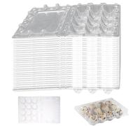 MAXMURYS Lot de 30 Boîtes à ufs de Caille Réutilisables en Plastique Recyclable, pour 12 ufs, Transparents et Empilables, Idéales pour Réfrigérateur, Voyage, Camping, Barbecue