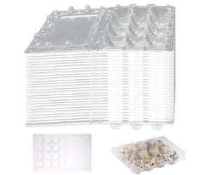 MAXMURYS Lot de 30 Boîtes à ufs de Caille Réutilisables en Plastique Recyclable, pour 12 ufs, Transparents et Empilables, Idéales pour Réfrigérateur, Voyage, Camping, Barbecue
