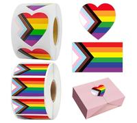 MAXMURYS Stickers Pride Rainbow, Pack de 1000 Autocollants, 500 c urs et 500 Drapeaux, Taille 3,8 cm et 5x3 cm, Autocollants LGBTQ pour décorations, fêtes et véhicules, Auto-adhésifs