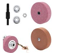 MAXMURYS Touret à meuler 75mm, Grain 80, Couleur Verte et Rouge, avec Tige de Conversion, pour meulage métal, Lot de 2 disques, diamètre intérieur 10mm, diamètre Tige 8mm, Longueur Tige 31mm