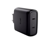 Maxo - Adaptateur secteur - GaN - 65 watt - Power Delivery 3.0 + PPS - 2 connecteurs de sortie (USB-C) - sur le câble : USB-C - noir