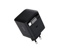 Maxo - Adaptateur secteur - with retractable cable - 65 Watt - 3 A - PD (24 pin USB-C) - noir