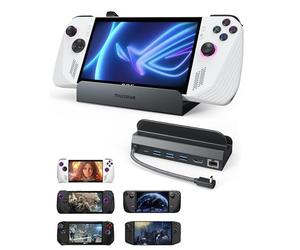 Maxonar Station d'accueil 6 en 1 (Hyper-Grip, HDMI 2.1, 4K @ 120 Hz) pour ASUS ROG Ally X/Steam Deck OLED/Legion Go/MSI Claw avec HDMI 2.1, 3 ports USB-A 3.0, Ethernet 1000 Mbps, charge USB-C 100 W