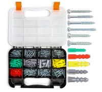 Maxopro Kit d'ancrage et de vis pour cloison sèche - 370 pièces - Kit d'ancrage pour cloison sèche en plastique - Ancrages et vis pour cloison sèche - Assortiment de vis avec différentes tailles