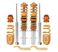 maXpeedingrods Coilover Combinés Filetés pour VW Golf/Leon/New Beetle 1.9TDI MK4, Kit de Ressorts de Suspension Amortisseurs Hauteur Réglable - Or