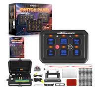 maXpeedingrods Kit de panneau d'interrupteur LED bleu 6 vitesses 12/24 V Fonction mémoire Toggle Marine Switch Panel avec flash stroboscopique constant multifonction et panneau de commande universel