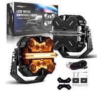 maXpeedingrods Phare LED tout-terrain 7" 332 W 33200 lm Barre lumineuse LED avec 7 couleurs RVB Phare latéral 270° et couvercles noirs Spot pour Jeep, SUV, pickup, UTV, ATV