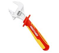 MaxPower Clé à molette, clé à fourche isolée pour électriciens, VDE 1000V, clé à molette en acier au chrome-vanadium, longueur : 250 mm / 10 pouces, largeur de mâchoire max.350mm