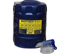 Maxpower Huile de transmission 20 l 4 x 4 75 W-140 API GL 5 LS + robinet de vidange