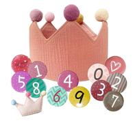MAXQUU 1 chapeau de couronne d'anniversaire avec chiffre 0 à 9, épingle à cheveux, mousseline en tissu, chapeau de fête d'anniversaire pour garçons et filles, décorations de fête d'enfants (rose)