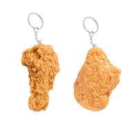 MAXQUU 1 porte-clés réaliste de la paix et des pépites de poulet, 1 porte-clés de pépites de poulet de colonel, porte-clés créatif, porte-clés en caoutchouc de poulet, or, 8,5 * 5 cm