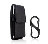 MAXQUU 1 sac banane pour téléphone portable avec 1 mousqueton en forme de S, en tissu Oxford et nylon, pour homme, convient pour le sport, le camping (noir), Noir , 15 * 8 * 2,5 cm