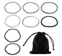 MAXQUU 2 ensembles de bracelets pour femme avec perles de cristal, 1 sac de rangement noir, bracelet en pierres précieuses multicouches, bracelet élastique avec perles de cristal, ensemble de bijoux
