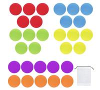 MAXQUU 30 marqueurs de tapis ronds, 1 sac de rangement, marqueurs de sol salle de classe, adaptés aux fournitures pédagogiques, marqueurs de tapis de positionnement l'entraînement des enfants.