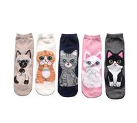 MAXQUU 5 paires de chaussettes animaux pour femmes, 26 cm chaussettes pour femmes, chaussettes en coton pour femmes, chaussettes avec motif chat et chien, chaussettes drôles, cadeaux pour les femmes
