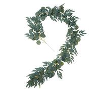 MAXQUU Guirlande de feuilles d'eucalyptus artificiel de 2 m - Décoration verte - Rotin - Lierre d'automne - Plantes (crème)