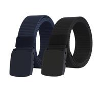 MAXQUU Lot de 2 ceintures en nylon - Ceinture tactique d'extérieur - Taille élastique réglable - Pour le sport, l'aventure, le travail, les garçons et les hommes - Noir et bleu, Noir , taille unique