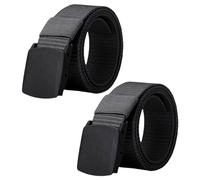 MAXQUU Lot de 2 Ceintures Noires pour Homme, 130 cm, en Toile, Réglable Sans Trous, à Boucle