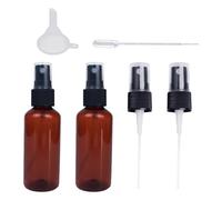 MAXQUU Lot de 2 flacons pulvérisateurs vides en plastique ambré de 60 ml avec 2 embouts de pulvérisation, 1 entonnoir, flacon pulvérisateur compte-gouttes en plastique de 1 ml pour huile essentielle,