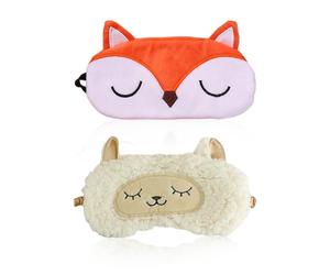 MAXQUU Lot de 2 masques de sommeil pour les yeux d'animaux, 3D, pour femme et enfant, polyester, orange et beige, pull-on, occultant, ergonomique