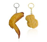 MAXQUU Lot de 2 Porte-Clés Pépite de Poulet Drôle et Unique - Cadeau de Farce pour Amis - Or, 6x4cm