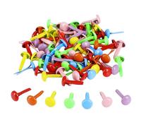 MAXQUU Lot de 250 clous à deux pieds, pinces à motif rondes, trombones, clous de roue de scrapbooking, fermetures en papier métallique, ongles de bricolage colorés, 8 x 14 mm, mini ongles à tête ronde