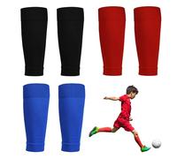 MAXQUU Lot de 3 Paires de Chaussettes de Football et 3 Sifflets - Jambières pour Enfants - Manches de Chaussettes - Pour Débutants en Course ou Entraînement