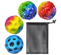 MAXQUU Lot de 4 Balles Sauteuses Colorées - Sac de Rangement Inclus - Jouet de Décompression pour Enfants - Mini Balle de Saut Haute