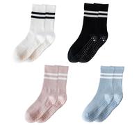 MAXQUU Lot de 4 paires de chaussettes de pilates, chaussettes antidérapantes, chaussettes de yoga, chaussettes antidérapantes pour femme, chaussettes chaudes pour l'intérieur, chaussettes