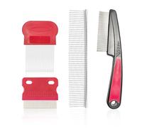 MAXQUU Lot de 4 peignes en acier pour animaux de compagnie, peigne à puces, peigne à poils d'animaux, peigne à poussière pour chat et chien, peigne à poux en acier inoxydable