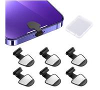 MAXQUU Lot de 6 connecteurs anti-perte pour téléphone portable, avec 1 boîte en plastique transparent, bouchon anti-poussière pour port de charge, étanche, anti-perte, noir