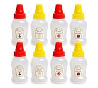 MAXQUU Lot de 8 mini bouteilles compressibles portables pour le camping, le miel, la sauce soja, la salade, le pique-nique, le déjeuner